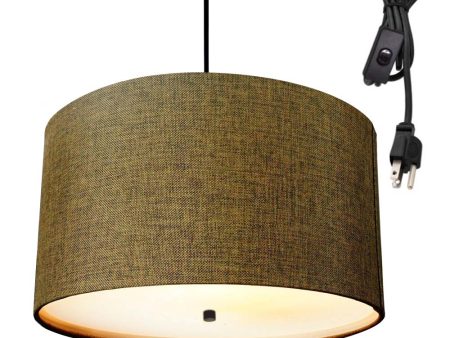 2 Light Swag Plug-In Pendant 16 w Chocolate Burlap with Diffuser, Black Cord on Sale