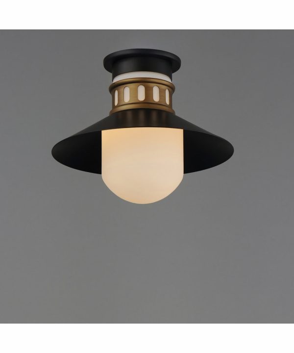 Admiralty 1-Light Outdoor Flush Mount Black   Antique Brass Sale