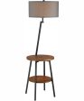 Lemington 1-Light Floor Lamp With Wireless Charging Pad Black Wood Grey For Discount