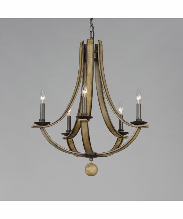 Basque 5-Light Chandelier Driftwood Anthracite Online