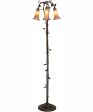 58  High Amber Purple Tiffany Pond Lily 3 Light Floor Lamp Hot on Sale