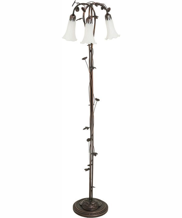 58  High White Tiffany Pond Lily 3 Light Floor Lamp Cheap