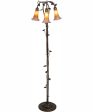 58  High Amber Purple Tiffany Pond Lily 3 Light Floor Lamp Hot on Sale