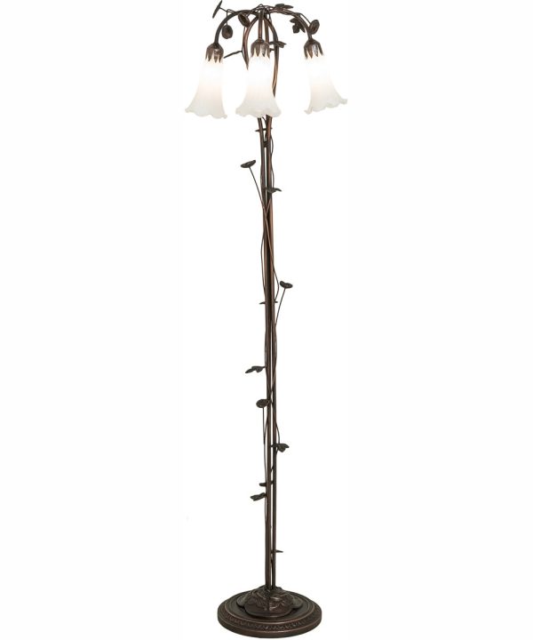 58  High White Tiffany Pond Lily 3 Light Floor Lamp Cheap