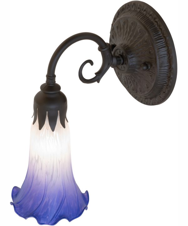 5.5  Wide Blue White Tiffany Pond Lily Wall Sconce Cheap