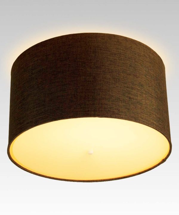 16  Flush Mount Conversion Kit - Chocolate Burlap Drum Shade Fashion