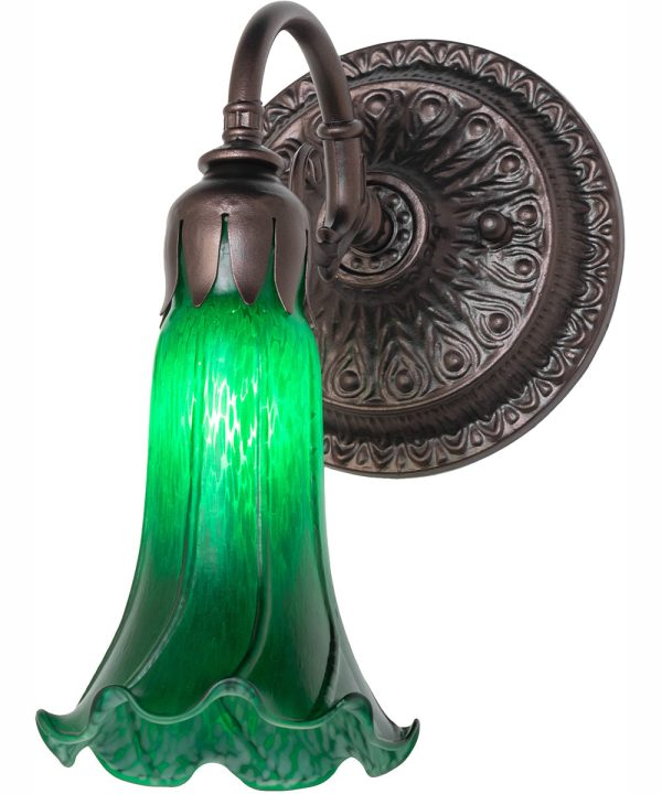 5.5  Wide Green Tiffany Pond Lily Wall Sconce For Discount