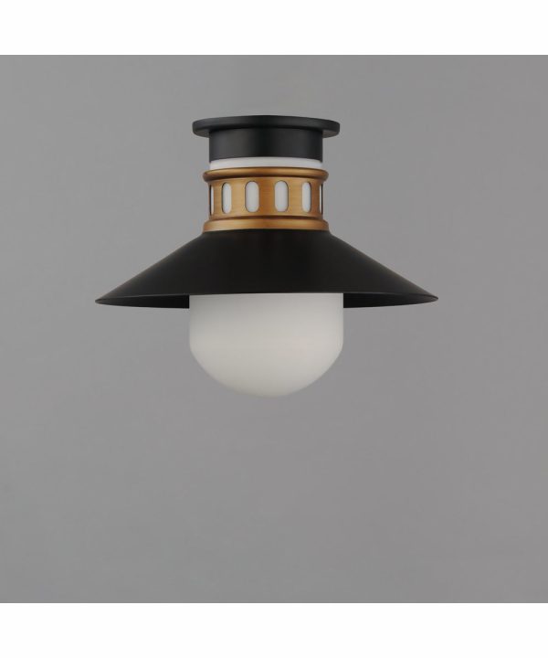 Admiralty 1-Light Outdoor Flush Mount Black   Antique Brass Sale